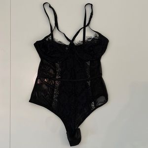 NWT Black Lacey Sheer Bodysuit M